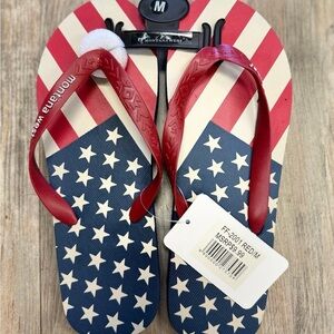 Montana West Blue and White Star Flip Flops! Size 9/10, sandals patriotic cute